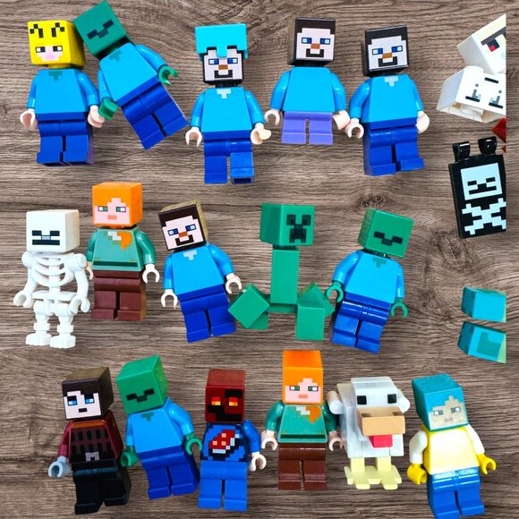LEGO Minecraft Minifigure Lot Steve Alex Zombies Creeper Mobs Tools Weapons TNT - Picture 2 of 6
